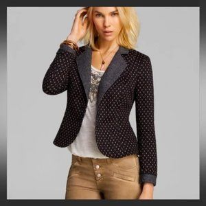 Free People Black & Tan Polka Dot Quilted Blazer Jacket. SZ M